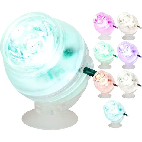 Spot LED pour aquarium, lampe submersible étanche IP68 avec prise européenne 100-240 V, rotation à 360 ° pour visionnement visuel fascinant (spot sept couleurs (avec prise USB (1/5)