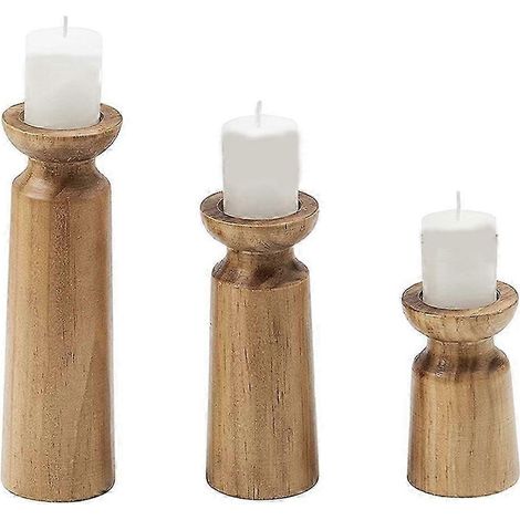 Ensemble de 3 chandeliers en bois naturel, chandeliers de mariage de style vintage (1/5)