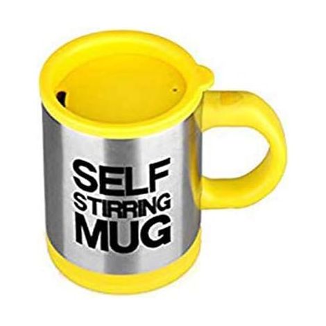 Tasse à café réutilisable, tasse à café à agitation automatique, rotation de tasse à café en acier inoxydable, mélange automatique électrique, tasse à café automatique (Jaune) - 400ML, (1/3)