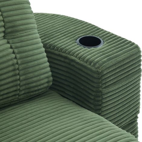 Sillón Convertible en Pana, Respaldo Alto, Doble Portavasos, Estructura de Espuma, Verde Esmeralda (1/5)