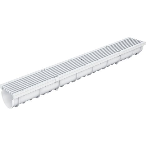 MEA – Caniveau d'évacuation extérieur 1m – Grille en plastique recyclé gris – Largeur utile 10cm – Résistance classe A15 – Pour zones piétonnes