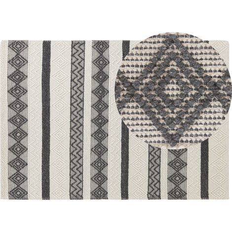 Alfombra de lana beige claro gris oscuro 160 x 230 cm hecho a mano Davutlar