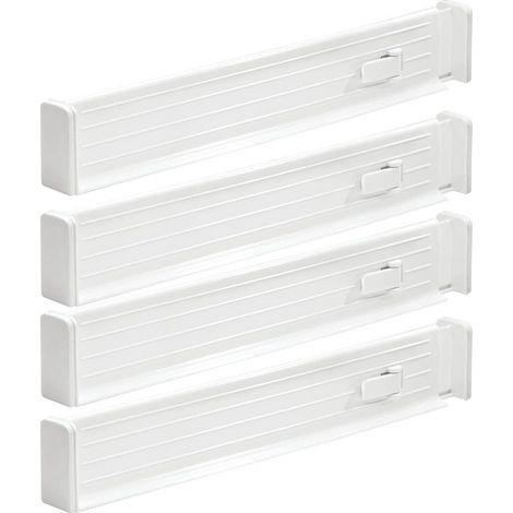 Adjustable Drawer Divider (Set of 4) – Cutlery Organizer for Kitchen Drawer – for Bedroom Drawer – White (1/5)