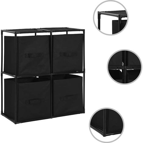Armoire de rangement Meuble de Rangement - Style Contemporain avec 4 paniers tissu Noir 63x30x71cm Acier BV644948 - BonneVie (1/5)