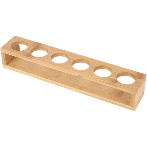 Glashalter aus Holz, 6-Tassen-Glashalter, Wasserglashalter, Weinglashalter, Tablett, Glashalter (gerader Glashalter / rohes Bambusholz)