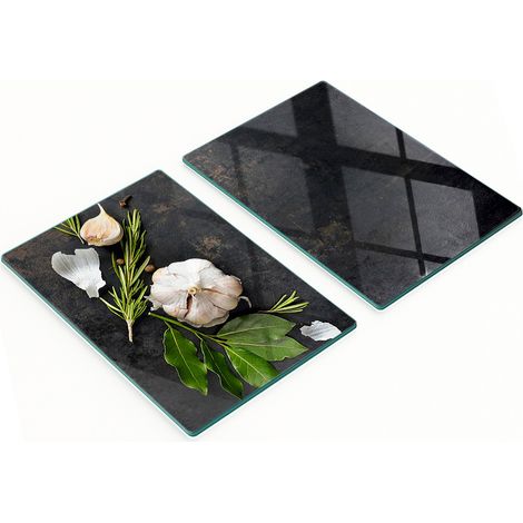 Taglieri da cucina decorativi in vetro con grafica a aglio, 2x40x52 cm (1/5)