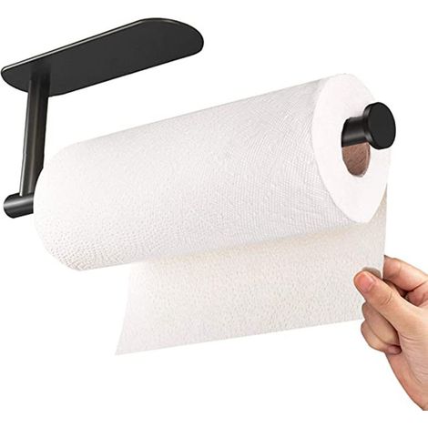 Support Pour Rouleau De Papier Essuie-Tout - En Acier Inoxydable Brossé - Sans Perçage - Adhésif - Sous Placard - Comptoir - 1 Pièce (1/5)