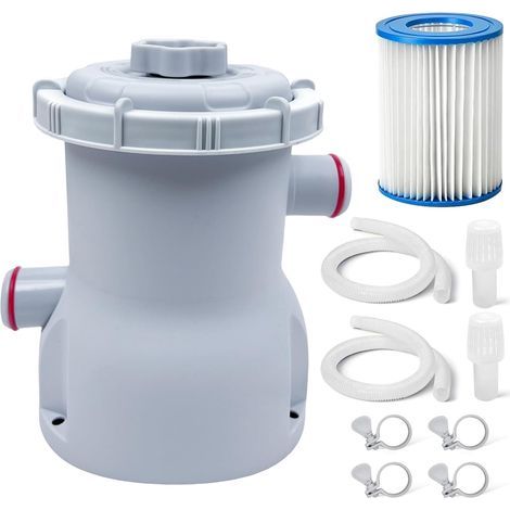 300-Gallonen-Aufstellpool-Filterpumpe, Kartuschenpumpen für Poolfilter, elektrische Wasserpumpe für Pools, Sandreinigungswerkzeugset (UK-Stecker) (1/5)