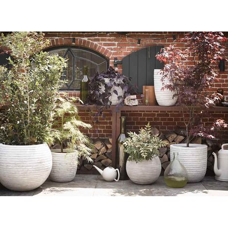 Capi Pot a fleurs Nature Rib rond 40 x 32 cm ivoire KOFI270 424219