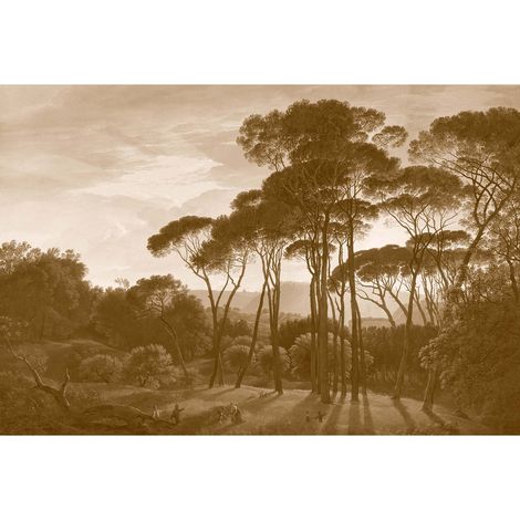 Papier peint panoramique paysage vintage Tapisserie panoramique sepia effet peinture Papier peint panoramique pour chambre adulte (1/2)