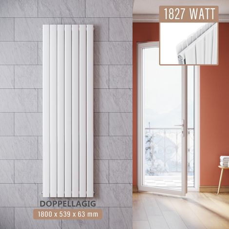 SONNI Design Paneelheizkörper Weiß Flachheizkörper Heizkörper Vertikal Doppellagig Bad 1800x539mm