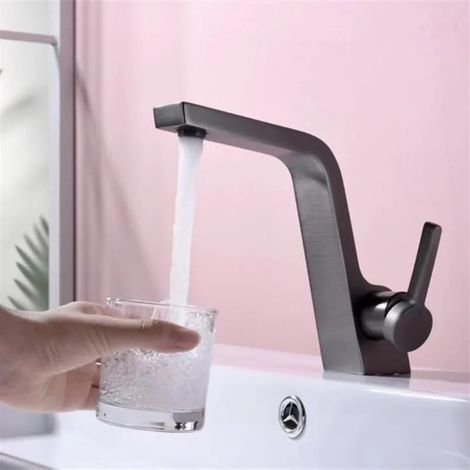 Waschtischarmatur, Waschtischarmatur, graues Badezimmer, heißes und kaltes Einhebel-Messing-Wassermischbatterie, Waschtisch-Wasser-Waschbecken-Mischkran