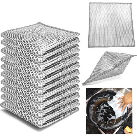 Dix morceaux de torchons en fil métallique, adaptés à une utilisation humide et sèche, adaptés au nettoyage de la cuisine (1/5)