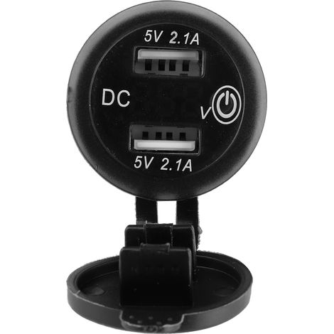 Doppel-USB-Kfz-Ladegerät mit Zigarettenanzünderbuchse und Voltmeter, 1224 V, 2,1 A + 2,1 A (rote Anzeige) (1/5)