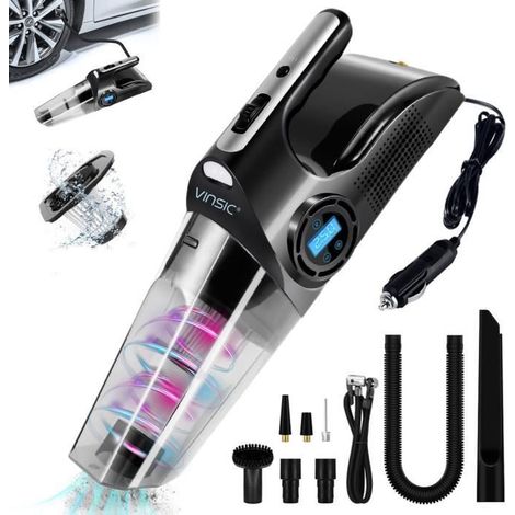Aspirateur à Main de Voiture 4 en 1, 8 KPA Aspirateur Portatif avec Gonfleur pneu de Voiture, Aspirateur de Table Portable (1/4)
