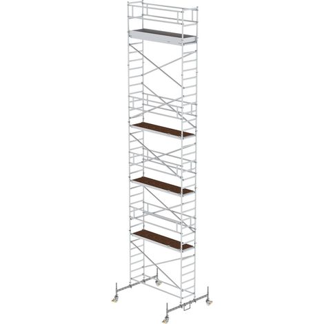 Günzburger Steigtechnik Echafaudage roulant 0,75 x 2,45 m avec embase roulante Hauteur de plate-forme 9,45 m - 155945