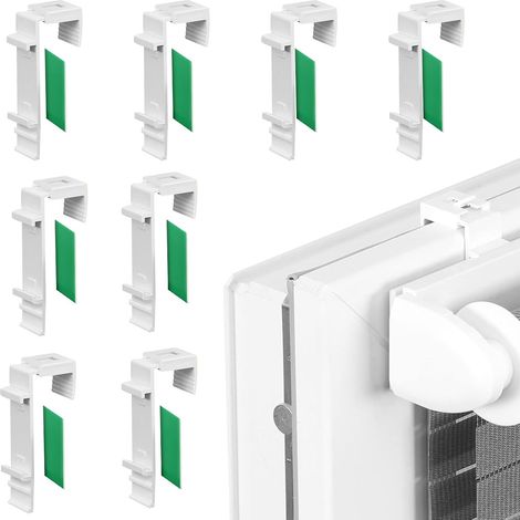 8 PièCes Supports De Stores - Fixation par Serrage - Fixation Store sans Percage - Aucun PerçAge NéCessaire - Support Store Enrouleur - Convient pour Stores Doubles Enrouleurs (1/4)