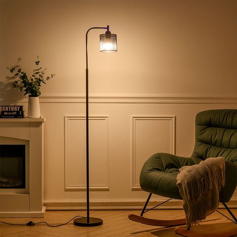 Industrial Metal Floor Light with Mesh Lampshade
