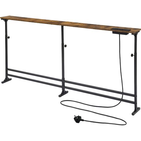 Levede Console Table Narrow Adjustable with Power Outlet for Hallway Brown (1/5)