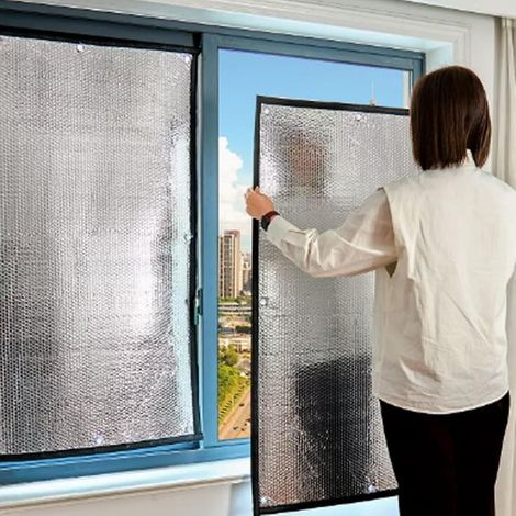 Pellicola isolante in alluminio oscurante, 100×60 cm, pellicola per finestre oscurante, antiriflesso, pellicola riflettente in lamina di alluminio per balconi (1/5)