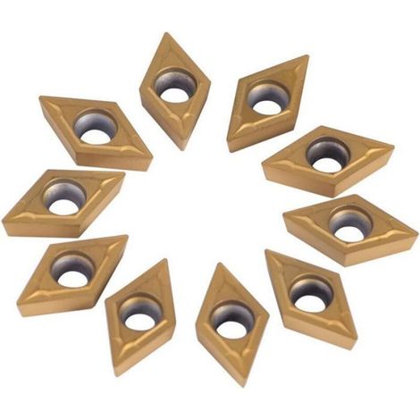 Coffret de 10pcs Lames Inserts Rotatifs Forme Losange CNC Cutters en Carbure DCMT11T304-HM YBC251 Outil Tournage Filtage pour Fini (1/5)