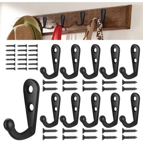 30 ganchos metálicos para abrigos, ganchos para puertas, ganchos de pared retro con tornillos para cocina, sala de estar, dormitorio, detrás de la puerta (negro) (1/5)