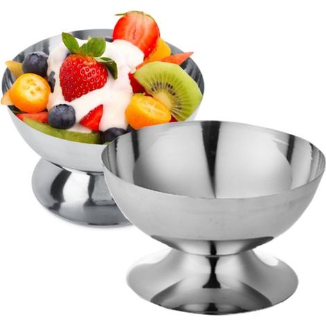 longziming - Coupe à dessert empilable en acier inoxydable - Coupe à dessert - Pour crème glacée et sorbet - Acier inoxydable - Empilable et lavable au lave-vaisselle - 2 pièces (1/5)