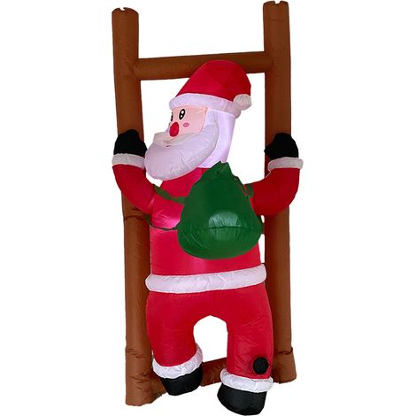 Père Noël gonflable grimpant 1,8 m avec LED, Décoration de Noël extérieure pour jardin et sapin