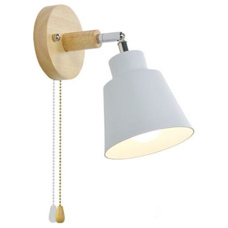 RHG Applique Murale Avec Interrupteur à Tirette Rotation Libre à 350° Lampe De Chevet RéTro Moderne Applique En Bois E27 Applique Murale Interieur Convient Pour Salon Et Chambre（Cendre）