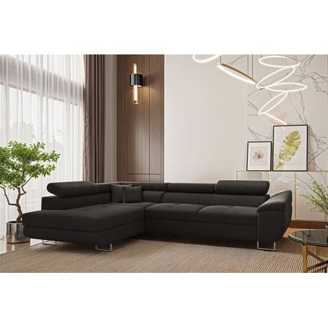 Ecksofa Schlafsofa Sofa CARMELO in Stoff Nova Grafit Ottomane Links (1/4)