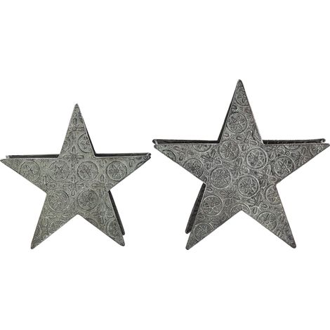 Conjunto de 2 portavelas estrellas de metal plateado adornos de Navidad figura deco Tornio (1/5)