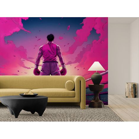 Papier peint sport boxeur face a l horizon crepusculaire - 150 x 250 cm (1/2)