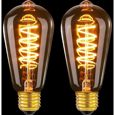 Pack of 2 E27 Vintage LED Bulbs, 4W, 2200K, Dimmable, Warm Yellow (1/5)