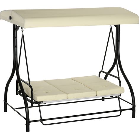Balancelle suspendue 3 places avec pare-soleil 200x120cm