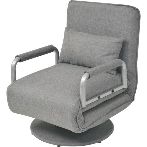 Fauteuil lounge convertible design et moderne pivotant canapé-lit en tissu gris clair DEC028661