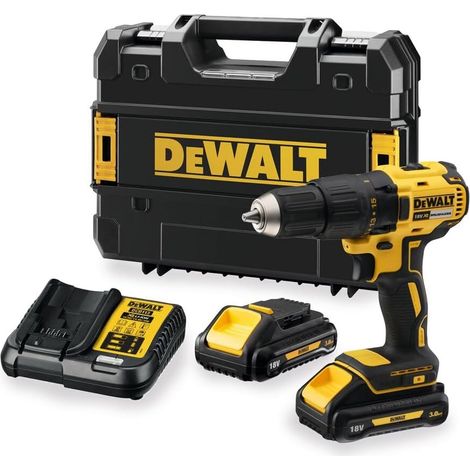 Dewalt – Perceuse sans fil 18V 3Ah Li-Ion – Moteur à balais – 2 batteries – Puissance 340W – Prise européenne Type C (1/4)