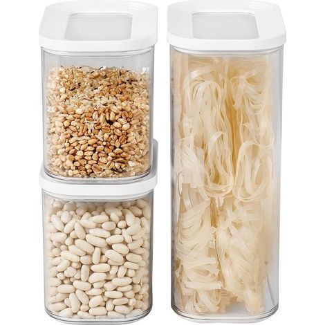 Boîte Rangement Cuisine Ensemble de 3 1x 2000 ml & 2x 1000 ml White Rangement et Organisation de Cuisine Boite Hermétique Alimentaire & Empilable (1/4)