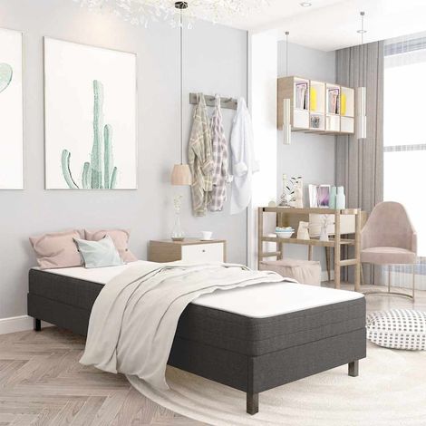 Estructura de cama Box Spring sin colchón tela gris 100x200 cm (1/5)
