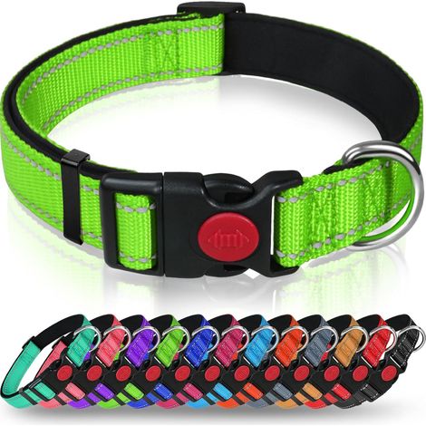 Collier pour Chien, Collier en Nylon Réfléchissant Réglable Classique avec Rembourré Doux Respirant Mesh pour Petits Chiens, S, Vert (1/5)