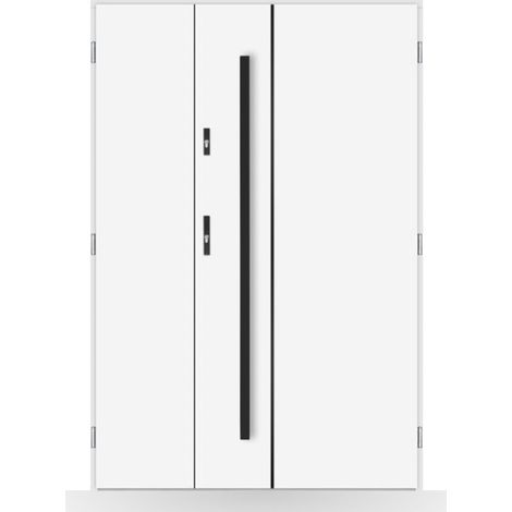 Porte d'entrée double Alaric - 130-140-150x208cm - Couleur: Blanc - Poussant: Gauche - Dimensions: 90x40 cm (1/2)
