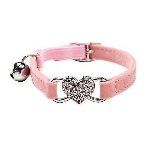 Chukchi - Collier Chat en velours avec pendentif en forme de cœur orné de cristaux et de clochettes, 20,3 à 28 cm (1/5)