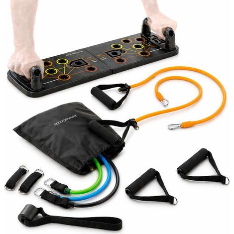 Pack Fitness - INNOVAGOODS - Pulsher InnovaGoods - Liegestützbrett + Widerstandsbänder - 3 Stufen - Rutschfest (1/5)