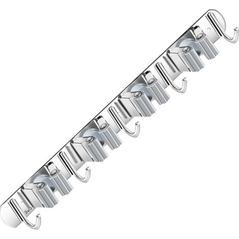 Patère-balais en acier inoxydable - Support de rangement mural avec 4 supports et 5 crochets (1/5)