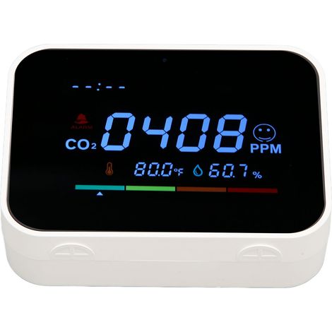 Mesureur de qualité de l'air intérieur sans fil WiFi intelligent avec détection de CO2, température, humidité, télécommande et alarme (1/5)
