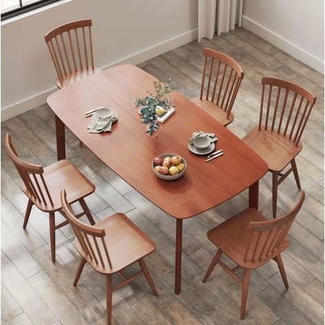 Esstisch 150x80x76 cm Braun aus Holz mit lackierter Oberfläche und abgerundeten Ecken (1/5)