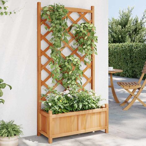 vidaXL Jardinera con enrejado marrón 75x35x150 cm madera maciza de abeto (1/5)