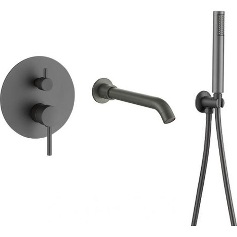 Grifo de bañera empotrado negro mate monomando Júcar de Valaz (1/3)