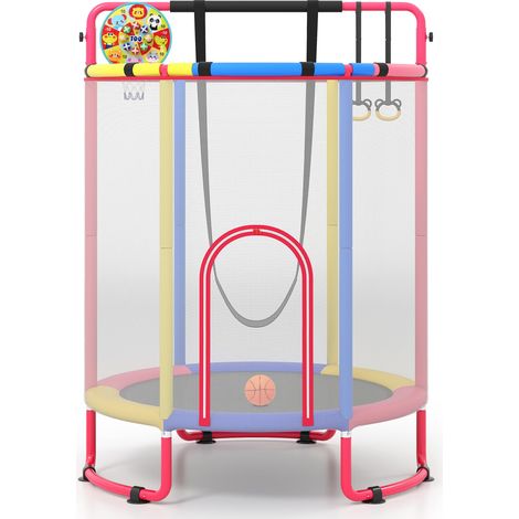 COSTWAY Trampoline Exterieur Enfant, 30 Ressorts (154x154x210cm,Multicolore) (1/5)