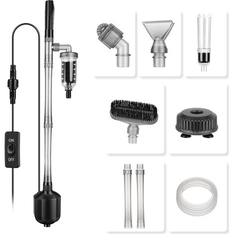 1350 LPH Nettoyeur de Gravier pour Aquarium, 15W Kit Aspirateur Aquarium Electrique Longueur Réglable pour Aspiration Nettoyage Système Automatique de Changement de Lavage du Sable Siphon (1/5)
