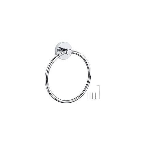 Porte-Serviettes, Anneau Porte Serviette chromé, Anneau Porte-Serviettes Mural en Acier Inoxydable 304, Porte Serviette Rond pour Salle de Bain, Cuisine, Finition Brossée (1/4)